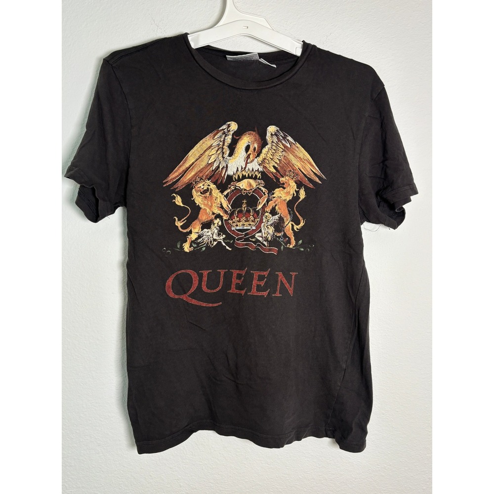 Queen Official Merch Crest Logo Graphic T-Shirt Mens Medium Black Rock Band Tee